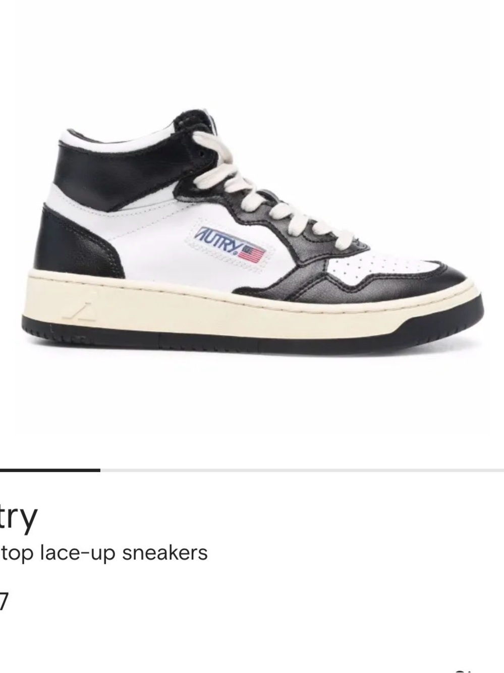 Autry Mid-Top Lace-Up Sneakers in Black and White size 37
